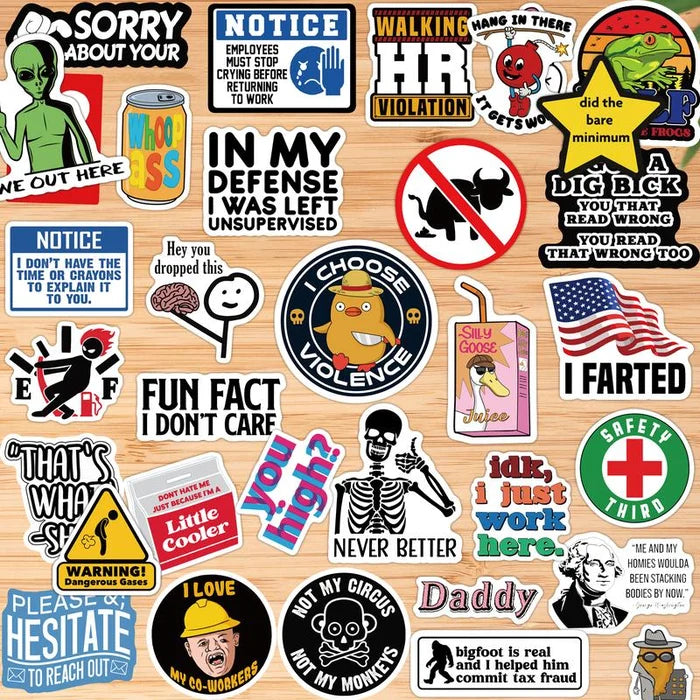 150 funny stickers for adults ，Suitable for bumpers, safety helmets, water bottles, colleagues, computers