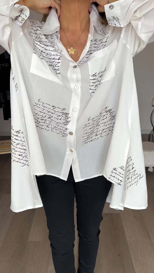 Letter Print Fashion Lapel Shirt (Buy 2 Free Shipping)